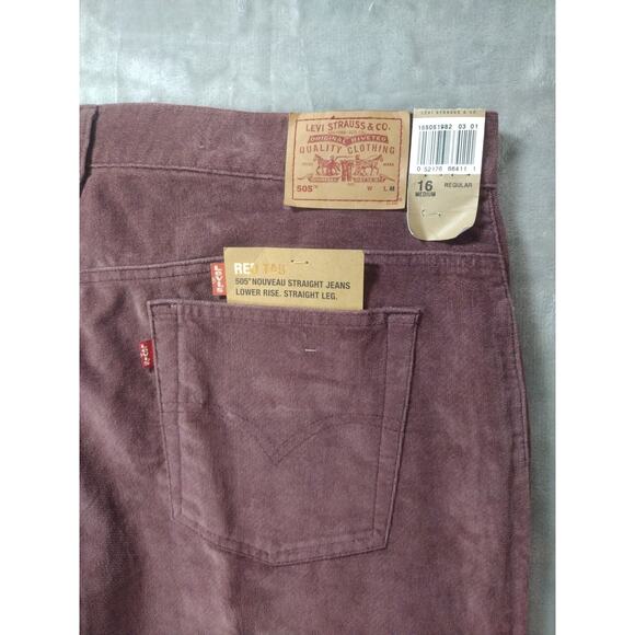 Levis Red Tag 505 Nouveau Jeans Low Rise Straight Leg Pink Corduroy 16m - Picture 7 of 10